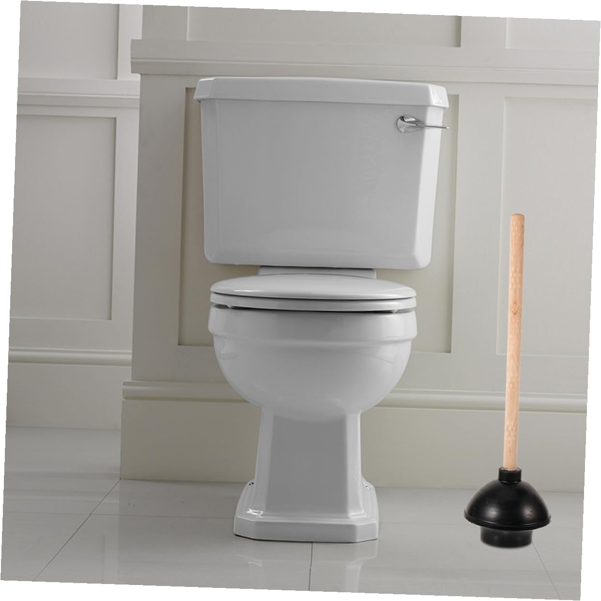 BESTYASH 2 Stück-pack Gummi Toilettenpömpel mit Holzgriff Robust und Leicht zu Reinigen gegen Verstopfte Toilette im Badezimmer und Büro
