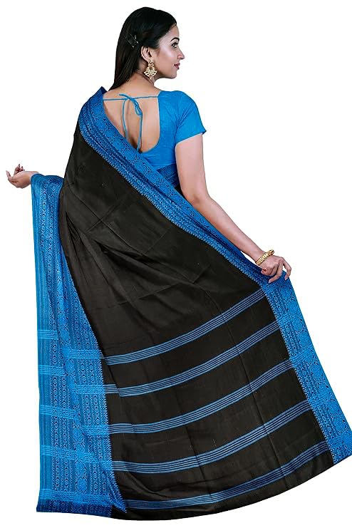 Image of eC ESHA'S COLLECTION Women's Cotton Blend Begumpuri Handloom Saree With Unstitched Running Blouse Piece