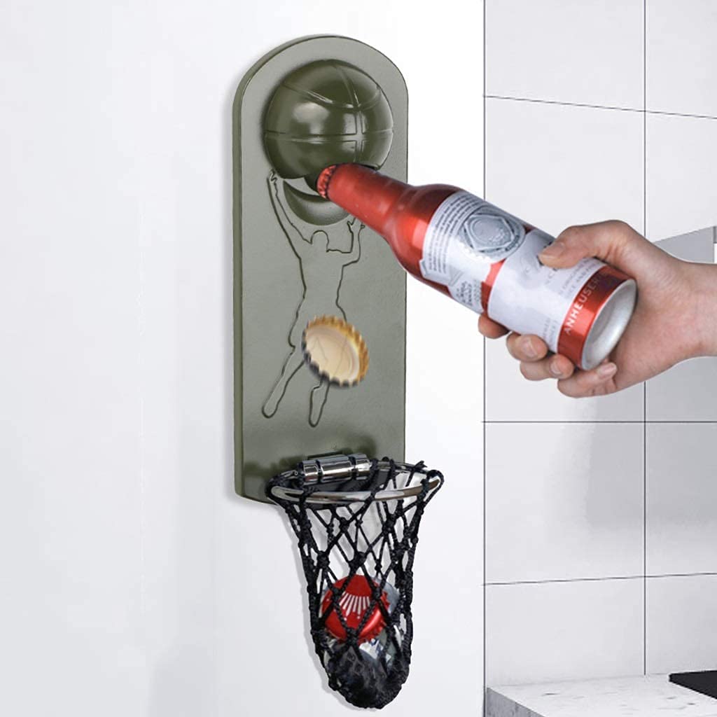 Korkenzieher Wein WeinöFfner Hebel FlaschenöFfner Kreative Multifunktions mit Tasche Wein Bieröffner Wandhalterung Basketball Öffner Magnet Küchenhelfer 915(Color:E)