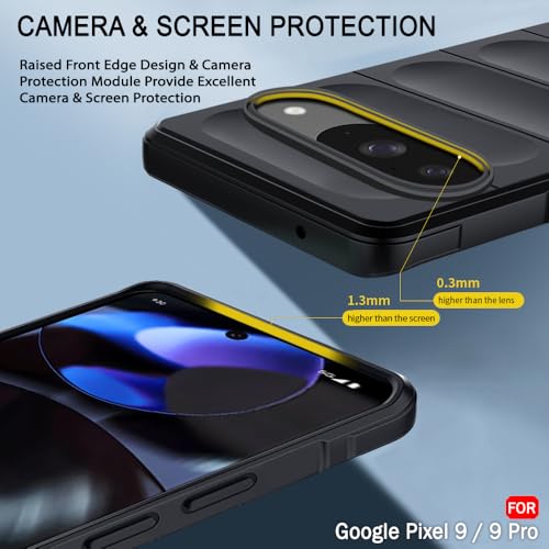 Image of TheGiftKart Liquid Silicon Back Cover Case for Google Pixel 9 / Pixel 9 Pro | Shockproof Military Grade Protection | Micro-Fibre Cloth On Inner Side | Built-in Anti-Slip Grip Case Cover (TPU, Black)