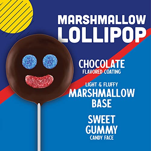 Ricolino Paleta Payaso Marshmallow Lollipops with Chocolate Flavored Coating, Net Wt. 15.8 Ounces, 10 Count Box