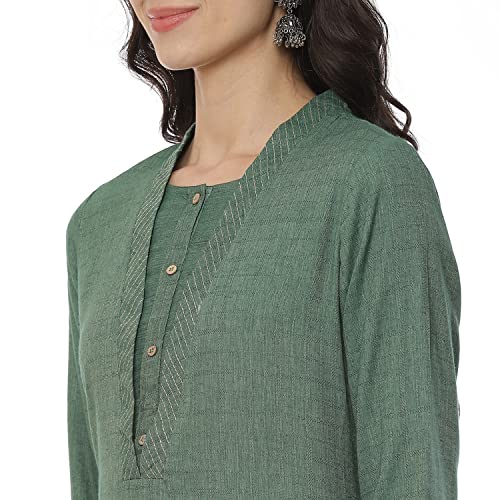 Image of Rangriti Red Art Silk Straight Kurta for Women