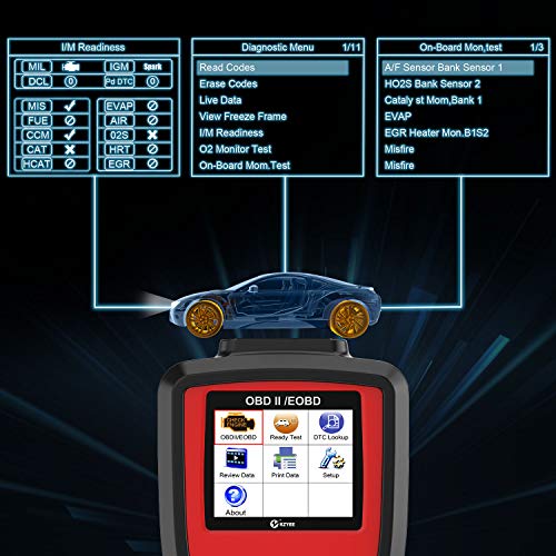KZYEE KC301 Code Reader, Car OBD2 Scanner with Live Data Diagnostic Service Scan Tool for Check Engine Light Reset - Thumbnail 2