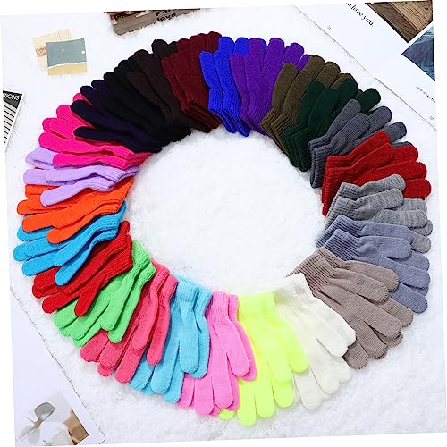 PartyKindom 24Pairs Winter Warm Full Finger Knitting Gloves for Stretchy Comfortable Outdoor Thermal Gloves for Boys for Skiing Sports and Activities2