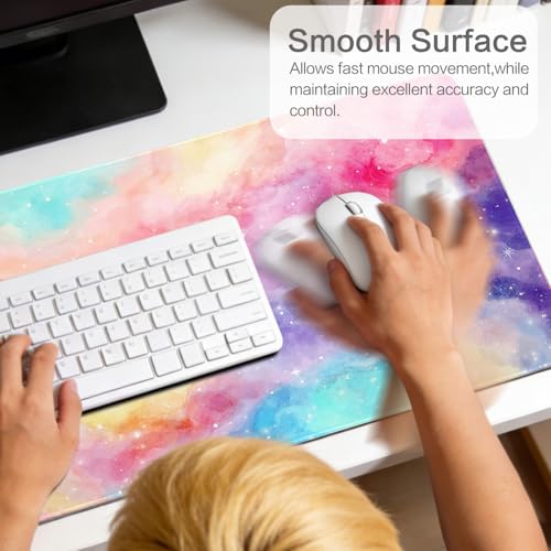 Image of Vimorco Waterproof Desk Pad,XXL Large Mouse Extended Gaming Mousepad with Anti-Slip Rubber Base,Computer Laptop Keyboard Mouse Mat for Women Men Girls Work,Game,Office,31.5 x 15.7 inch,Pink Watercolor