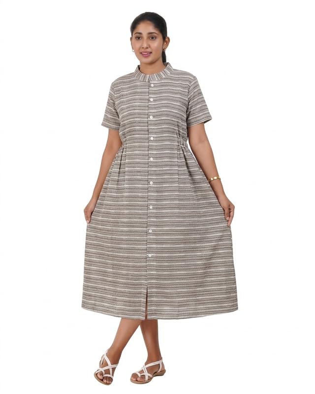 Image of MENMAII Women's [L-4XL] Full Open /Front Buttoned [a Kind of Adaptive Clothing] Multipurpose Nighty for Maternity /Pregnancy /Elderly /Patient /Feeding /Hospital Purpose Nighty Calf Length