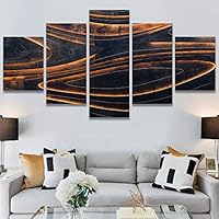 SIGNWIN 5 Panel Canvas Wall Art Modern Art Abstract Brushstroke Closeup Digital Art Minimalism Minimalist Multicolor Pastel for Home Decorations Ready to Hang - 60