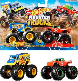 Hot Wheels, Asortyment Dwupaków Pojazdów Monster Trucks Wykonanych W Skali 1:64 FYJ64