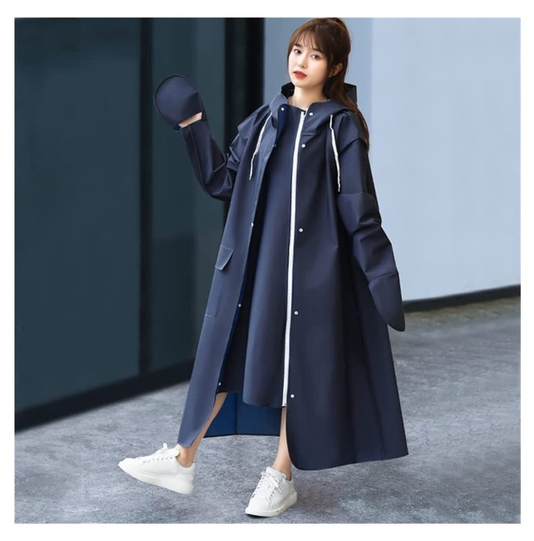 RUVOO Poncho Antipioggia Poncho Pioggia Impermeabile da Bicicletta per Uomo Donna Adulto Poncho Eva con Cappello Impermeabile Lungo Impermeabile Poncho Impermeabile (Blue : Blu, Size : M)