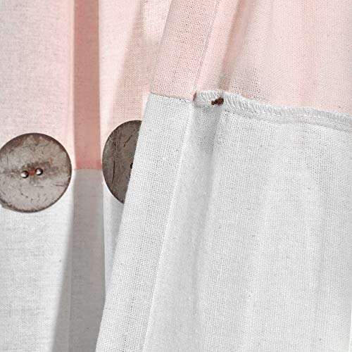 Image of Lush Decor Linen Button Shower Curtain, 72 inch W x 72 inch L, Blush & Off White - Pink Bathroom Curtain - Fabric Shower Curtains - Farmhouse Bathroom Decor