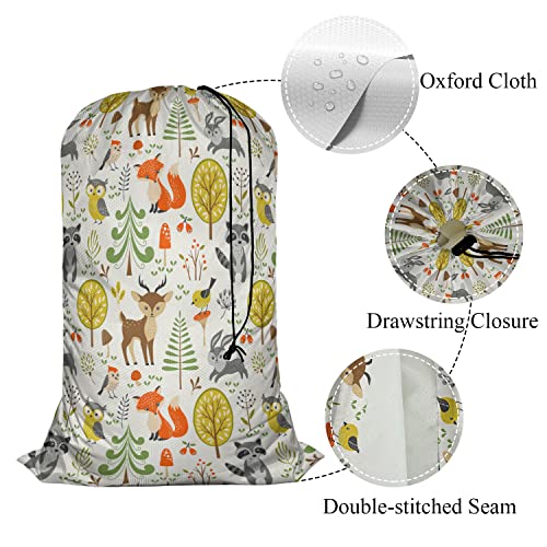 Swono-Woodland-Animals-Laundry-Bag-with-Strap-Machine-Washable-Large-Dirty-Clothes-Organizer-Trees-Mushrooms-Berries-Rabbit-Owl-Easy-Fit-Laundry-Hamper-or-Basket-Carry-Up-to-4-Loads-of-Laundry Swono Woodland Animals Laundry Bag with Strap Machine Washable Large Dirty Clothes Organizer Trees Mushrooms Berries Rabbit Owl Easy Fit Laundry Hamper or Basket Carry Up to 4 Loads of Laundry