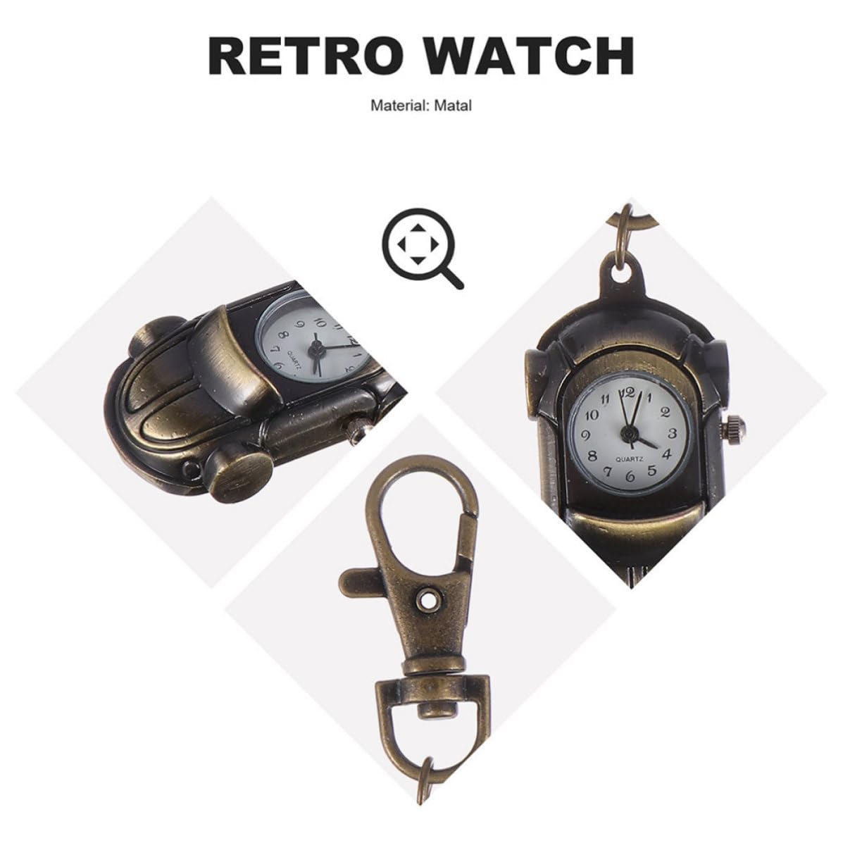Operitacx 10 Pezzi Orologio da Tasca a Forma di Auto, Vintage, in Titanio
