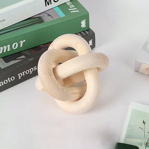 Miniatura 8 de Decoración de nudo de madera decoración de eslabones de cadena de madera de 3 eslabones nudo de madera decorativo tallado a mano para mesa de café