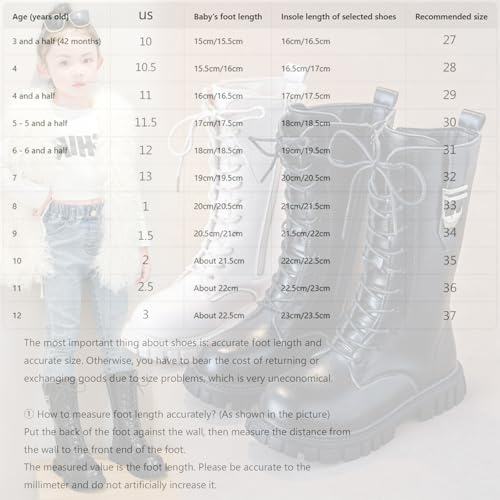Girls Lace Up Chunky Heel Combat Boots With Side Zipper Comfort Round Toe Lug Sole Non Slip Fashion Riding Boots School Everyday Knee-High Boots2