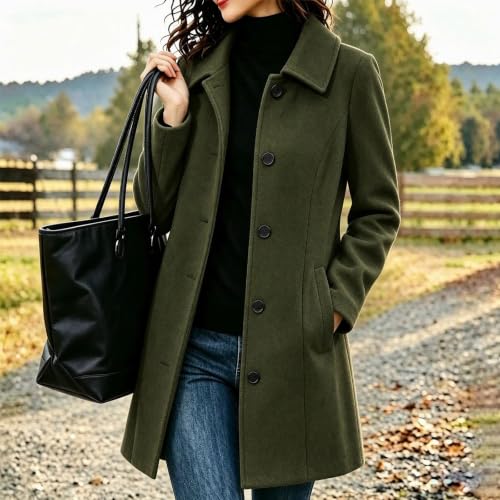 Trench Coat Women Lapel Single Breasted Mid Length Jacket Fall Winter - image 2