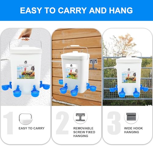 GIFANK Automatic Chicken Waterer Float Controlled, 3 Gallons Poultry Waterer Dispenser with Hose Attachment, Poultry Automatic Drinking Accessories for Chicks, Duck, Goose, Turkey - Thumbnail 6