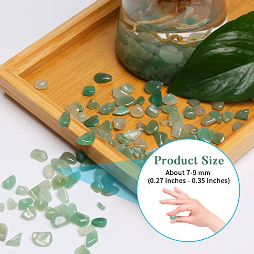 Image of QICQDRAM Polished Gem Stones Rocks Crystals 1 Lb Natural Tumbled Stones Green Aventurine Crystal Chips Bulk for Healing Crystals & Fish Tank Rocks Gravel, Vase Filler, Plants Decor