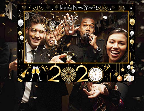 2020 Happy New Year's Eve Photo Booth Prop Frame Gold Black Party Favors Holiday Decorations Supplies Assembly Needed - Thumbnail 3