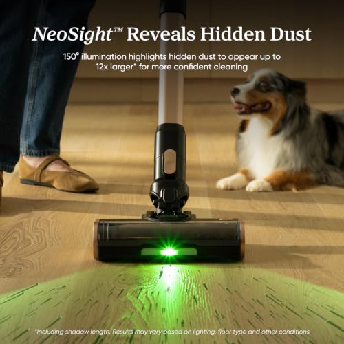 Image of Levoit VortexIQ Pro Cordless Vacuum, Ultra Suction, 60-Min, Upgrade | Mini Motorized Brush, NeoSight Green Light Dust Reveal, Anti-Tangle Brush, Self-Standing, 180 Lay-Flat Design, HEPA Filter