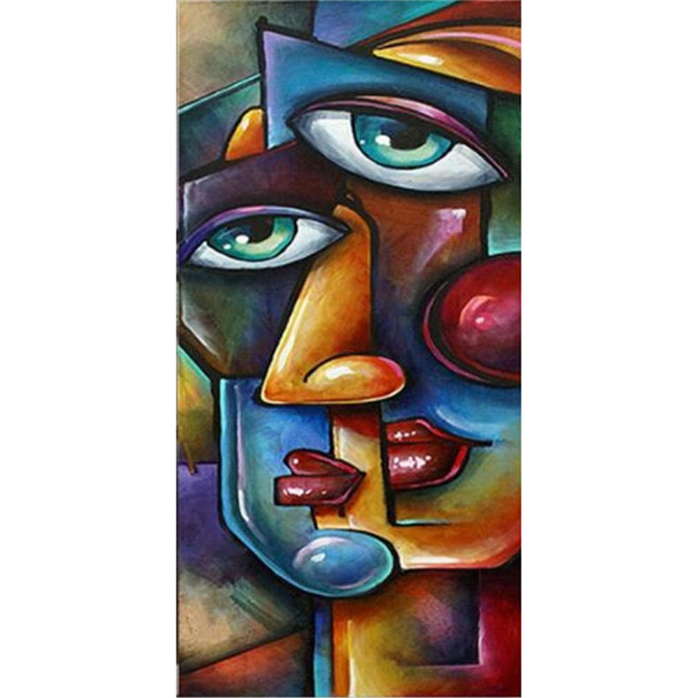 Kit Peinture Diamants 5D Pour Adultes - Visage De Femme Abstrait - 60 X 120 Cm - Toile, Strass, Stylo Inclus - DIY Déco Murale - 7