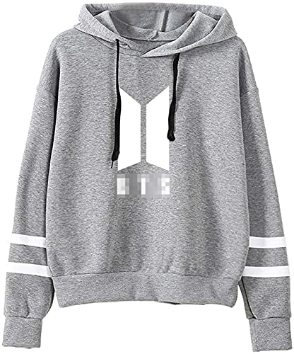 SIMYJOY Sudadera con Capucha Korea Pop Unisex Sweat K-Pop Sudadera Rayas de Manga Larga Jumpers Street Fashion para K-Pop Cover