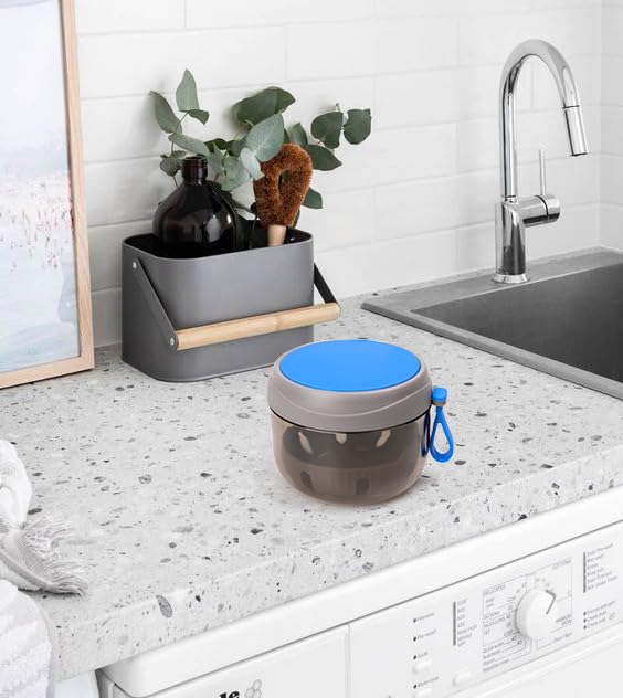 Miniatura 8 de Estuche para dentaduras postizas a prueba de fugas, taza de baño para viajes, vasos grises para remojar dentaduras completas y parciales,