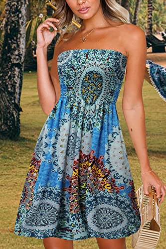 Image of Zyyfly Womens Summer Beach Dresses Strapless Cover Ups Dress Tube Top Sundresses