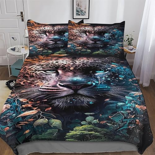 Housse de couette léopard King en microfibre douce avec taies - 2