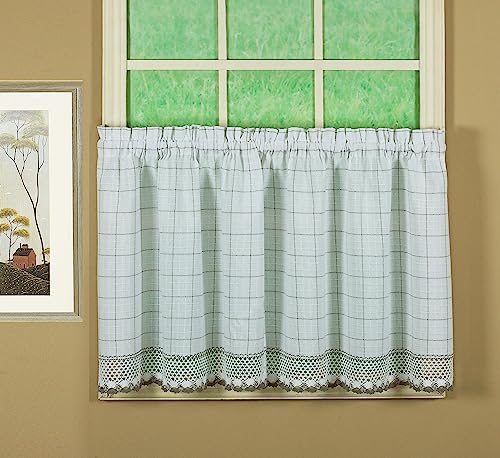 Today's Curtain Adirondack 2-Tone Crochet Tier 36", White/Gray, 60W x 36L