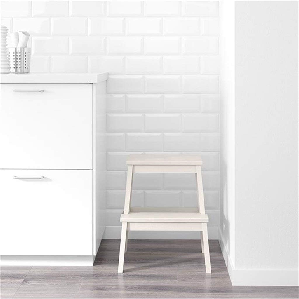 Footstool, Wooden Step Ladders Folding Stool Solid Wood Ladder Stool Multifunctional Footstool Living Room Changing Shoes Stool and Step Stools with 3 Steps (Color : Wood Color)