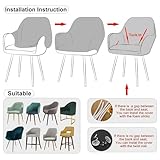Muiuou Stretch Dining Chair Covers with Armrest, Soft Velvet Curved Back Slipcovers Removable Washable Chair Protector for Dining Room Kitchen Wedding Party Hotel (2PCS,Style 4) - Image 6