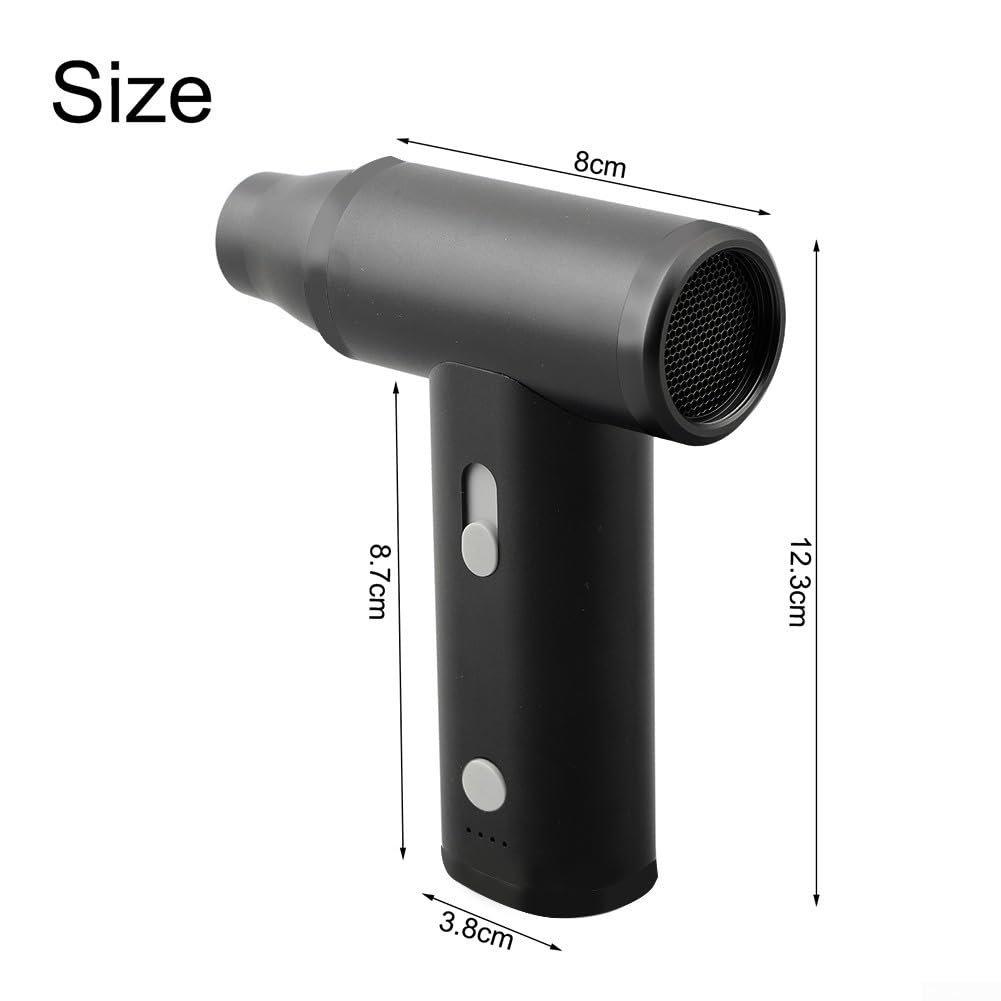 Kabellos für Mini Turbo 120.000 U/min mit 4000 mAh Akku und LED-Licht, bürstenloser Motor aus Legierung, Düsenset für industrielle Reinigung und Autopflege (schwarz)