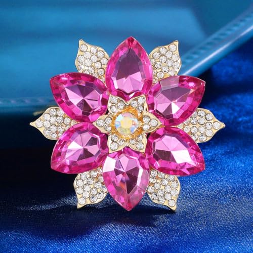 Image of Premium Rhinestone Flower Brooch Pin for Women Sparkling Crystal Flower Corsage Bouquet Brooch Floral Lapel Pins Fashion Snowflake Sunflower Broochs Wedding Bride Dress Jewelry
