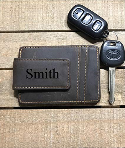 Epic Designs Leather wallet with money clip Initials or Name RFID engraving custom2