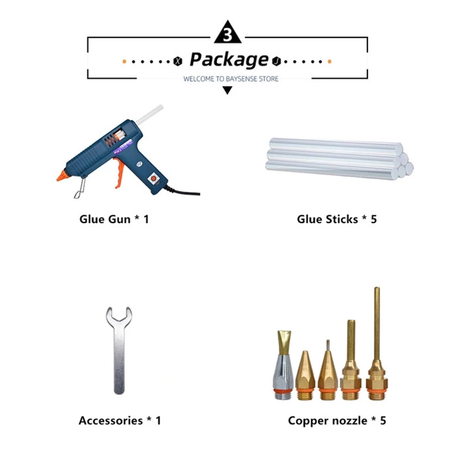 Pistola for colla a caldo da 150 W, ugello sostituibile, regolazione della temperatura, utilizzare stick di 11 mm, pistola for industriale for fai te, regali Natale, artigianato(SET-3)