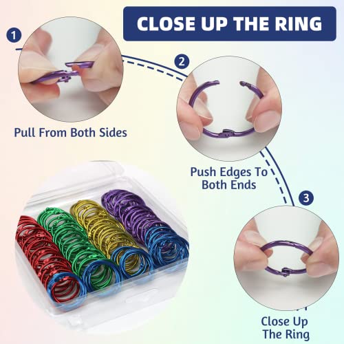 Image of OWLKELA 1 Inch Binder Rings, Office Book Rings, Loose Leaf Rings, 50 Pcs Metallic Assorted Colors