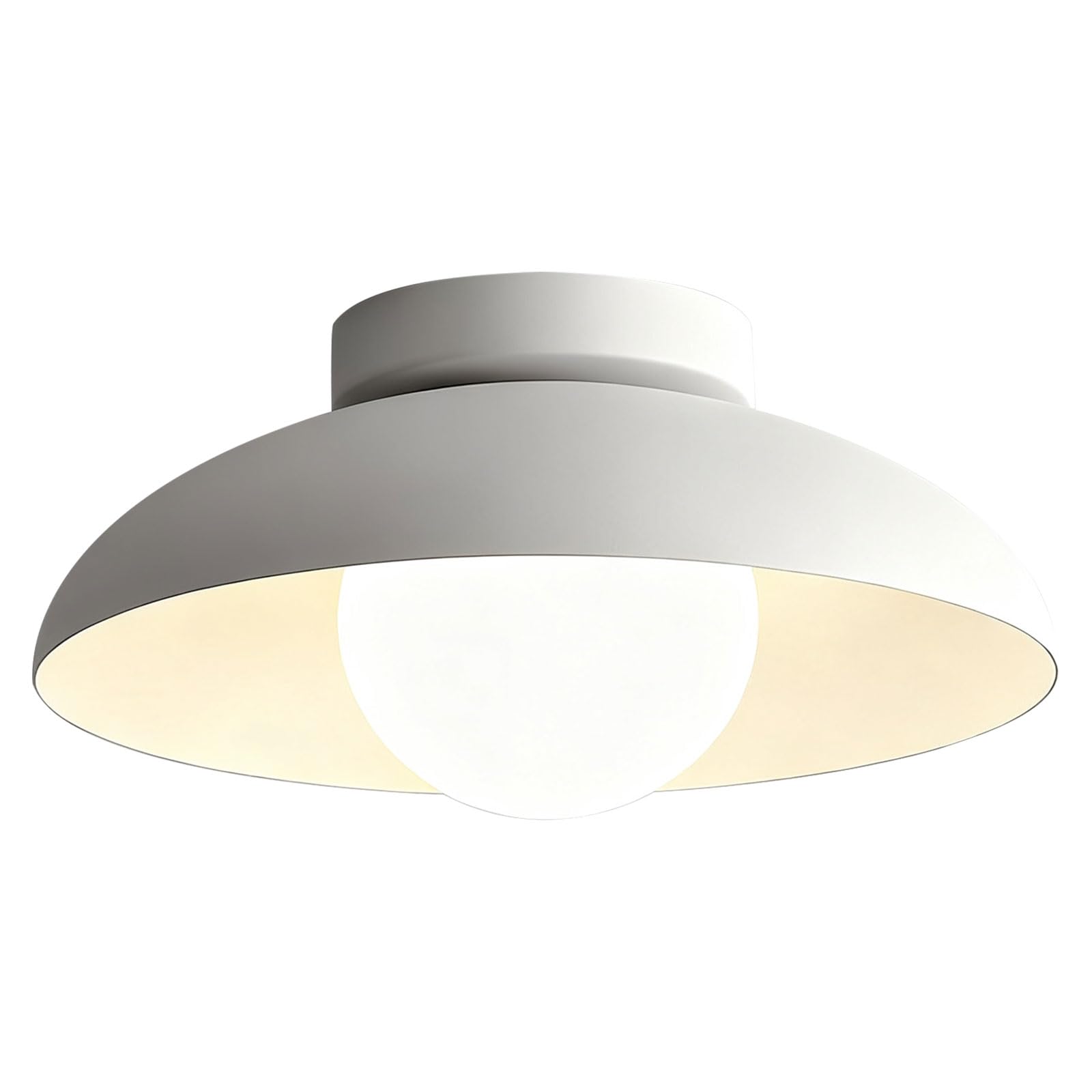 Photo 1 of Jowjut Flush Mount Ceiling Light Minimalist White Semi Modern Flush Mount Light with Glass Globe Shade 11.8" Ceiling Lighting Fixture for Bedroom, Bathroom, Hallway, Entryway, Kitchen