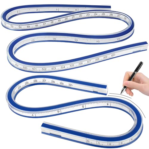 2 Stück Kurvenlineal,Kurvenlineal Schneiderbedarf,Flexibles Kurvenlineal Für Das Zimmerei Zeichnen Von Mal Grafiken Und Von Kleiderdesign,Biegbares Lineal 30cm & 60cm