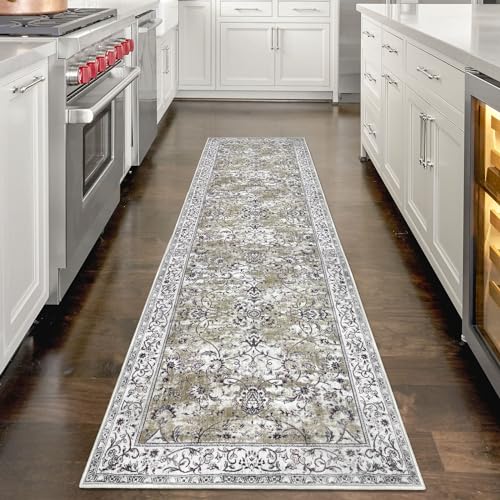 KILOCOCO Tapis de cuisine marocain 2x7, lavable, antidérapant, taupe mouche