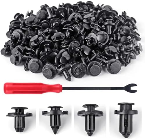 UNIGT Push Type Retainer Fender Liner Clips Compatible with Nissan/Infiniti Front Bumper Plastic Fasteners Replace 01553-05323, 01553-09321, 01553-09241, 11296-AG000 Radiator Rivets - 121pcs with Tool