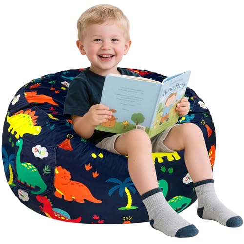 Jorbest Dinosaur Bean Bag Chair for Kids and Teens Memory Foam Bean Bag Chairs with Washable Velvet Cover Soft Dino Bean Bag Sofa for Lounging Reading Indoor Dinosaur Room Decor Large 27W x 16H