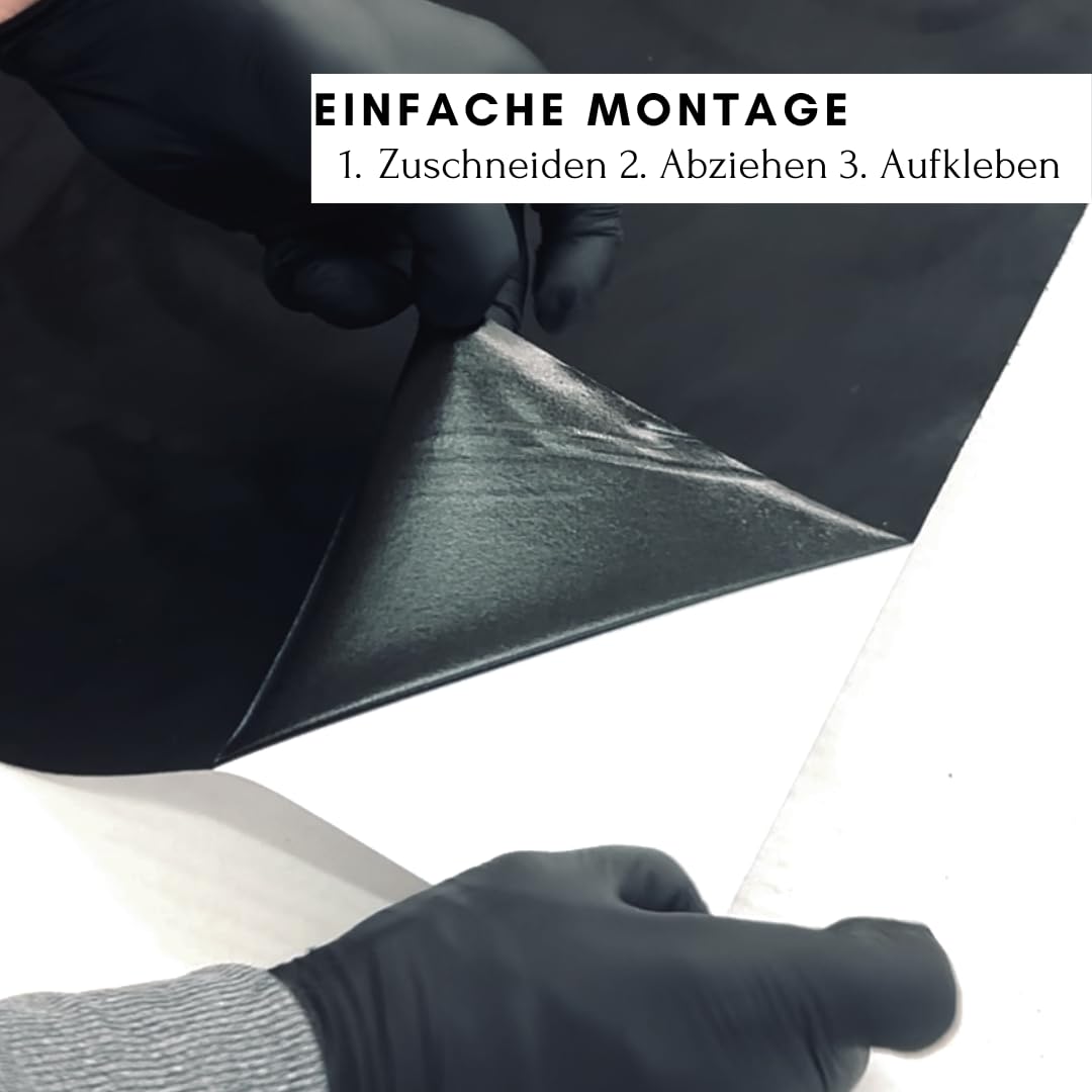 Kunstleder selbstklebend - Mikrofaserstoff selbstklebend - Selbstklebende Dehnbare Folie in Wildleder Optik - Selbstklebende Innenraum Folie für Auto & Möbel (Schwarz, 400cm x 150cm)