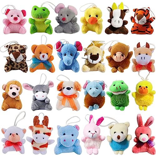 CAMIRUS 24Pack Mini Animal Plush Toy Set, Cute Assortment Keychain Toys, Small Stuffed Animal Set Gifts for Kids, Christmas Stocking Stuffer, Easter Egg Filler, Valentine Classroom Prize
