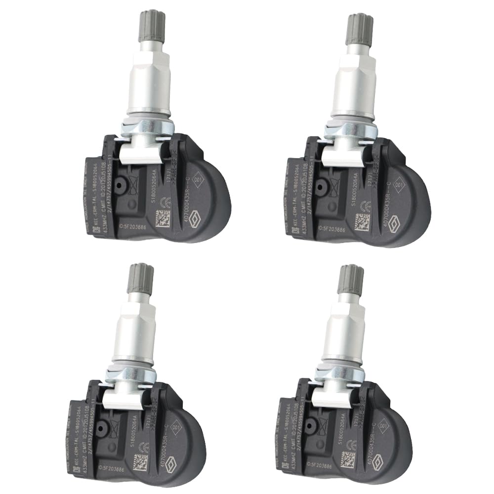 Baceyong 4 sensori di pressione pneumatici, 407000435R, compatibili with Fluence Gran Laguna Megane 433 MHz