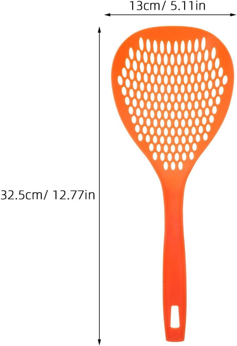 Ciieeo Strainer Scoop Colander Thickened Slotted Pasta Spoon Handle for Draining and Scooping Kitchen Tool for Dumplings and Noodles Orange