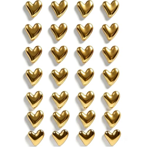 Set de 28 imanes decorativos en forma de corazón dorado
