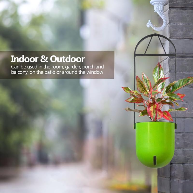 Image of Indian Discovery Self Watering Ceiling Hanging Planter|Hanging /Hooked Flower Pots for Home, Balcony, Garden Decor Flower Pots(1 Pcs, Parrot Green, Sphere)|6 Inch UV-Resistant Plastic Plant Pots