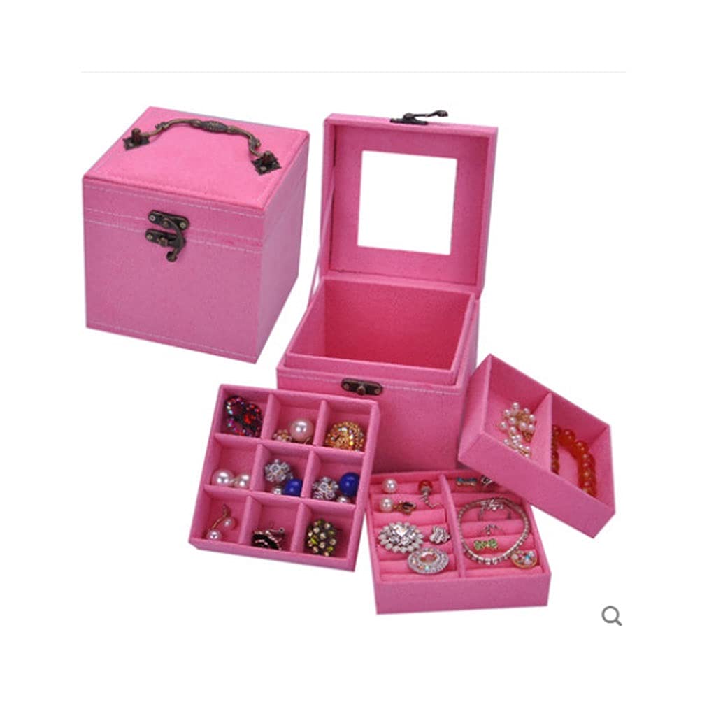 Caja de joyería Vintage de Estilo Europeo, pequeña Pulsera a Cuadros Multicapa, Pendientes de Princesa, Caja de Almacenamiento de joyería Simple, Estuche cosmético