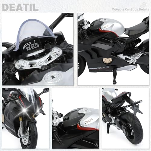 Image of 1:12 Motorcycle Model Toy Compatible for Ducati V4S Alloy Metal Diecast Motorbike with Sound and Light Mini Sport Bike Display Gift for Adult Collectors