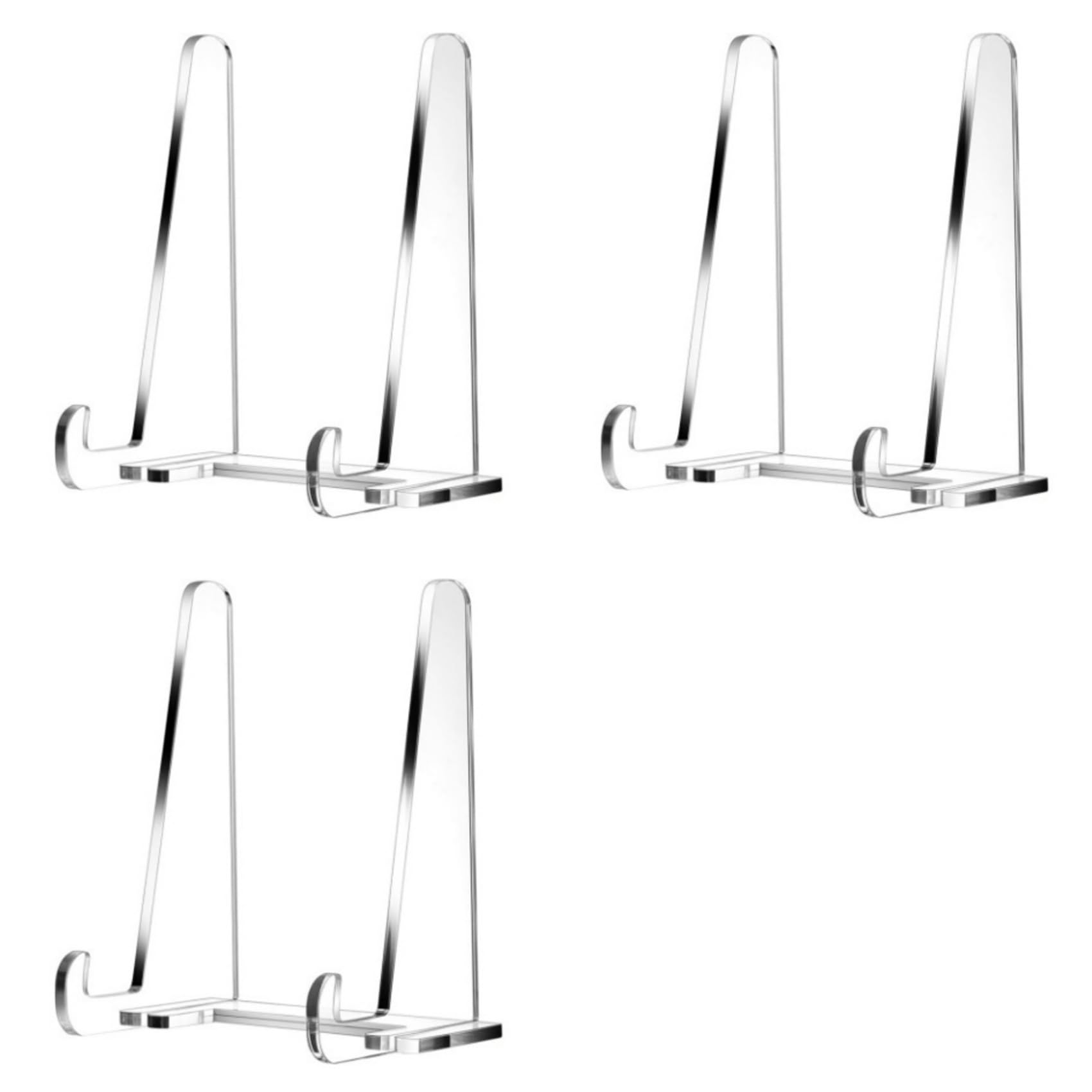 Vjsujehgy Plate Stands for Display, Clear Acrylic Square Holder Stand Tabletop Picture Frame Stand Easel for Book, Photo 3 Pack